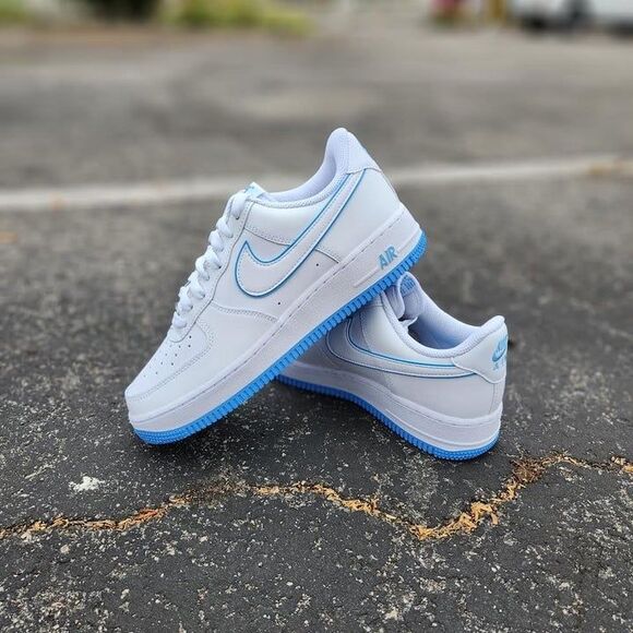 Nike Air Force 1 Low White and University Blue Mens Size 10.5 New Shoes Sneakers - Picture 3 of 4